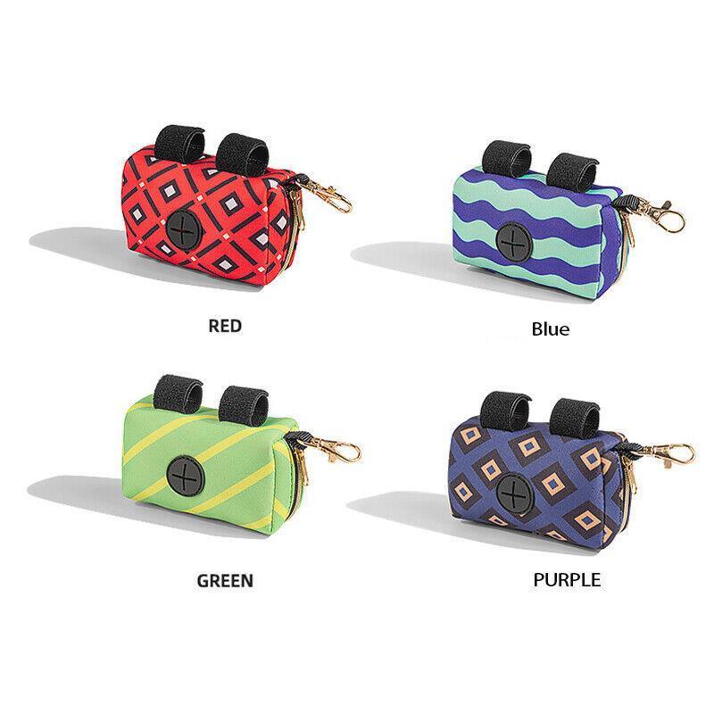 Pet Pouch Dog Poop Bag Container Dispenser Puppy Pick-Up Poo Waste Bags Holder - Red