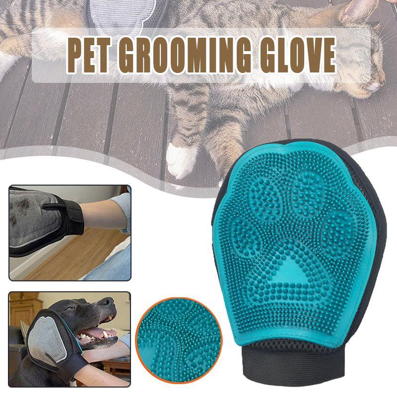 2 in 1 Pet Grooming Glove Deshedding Mitt for Cats and Dogs Hair Removal