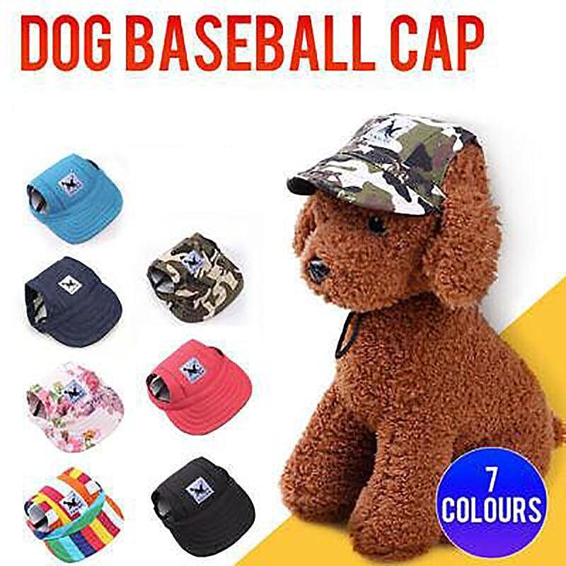 Dog Baseball Cap Outdoor Pet Sun Hat Summer Canvas Visor Puppy M Size - Black