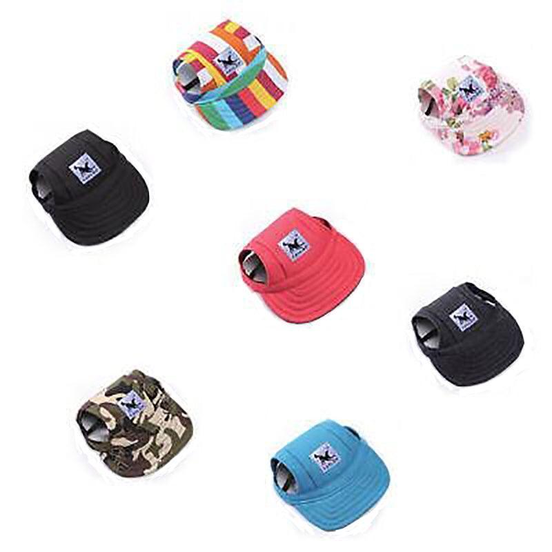 Dog Baseball Cap Outdoor Pet Sun Hat Summer Canvas Visor Puppy M Size - Black