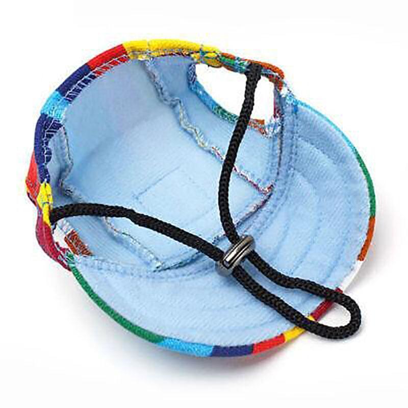 Dog Baseball Cap Outdoor Pet Sun Hat Summer Canvas Visor Puppy M Size - Black