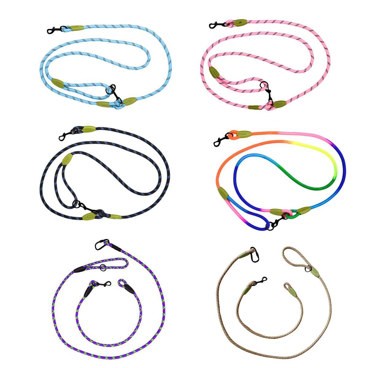 Adjustable Diagonal Dog Walking Leash Hands Free Crossbody Pet Lead Dogs - Colourful