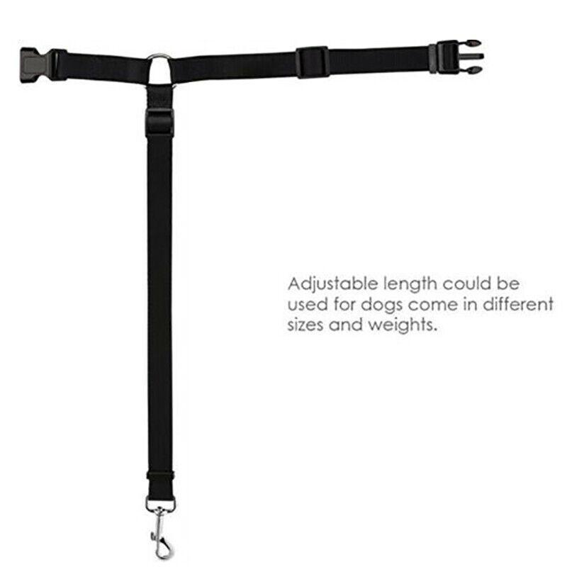 Adjustable Pet Dog Car Clip Lead Harness Strap for Vehicle Travel Restraint Use - Black