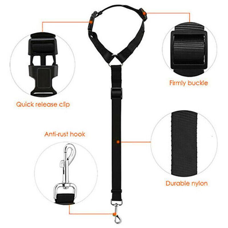 Adjustable Pet Dog Car Clip Lead Harness Strap for Vehicle Travel Restraint Use - Blue