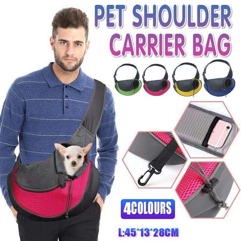 L Size Pet Shoulder Carrier Bag Puppy Cat Dog Travel Sling Backpack Portable - Green