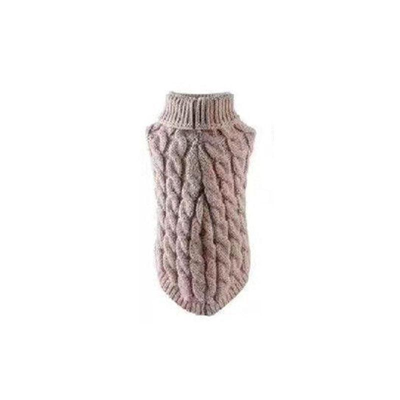 Puppy Dog Jumper Winter Warm Knitted Sweater Pet Clothes Small Dogs Coat Thermal L Size - Beige