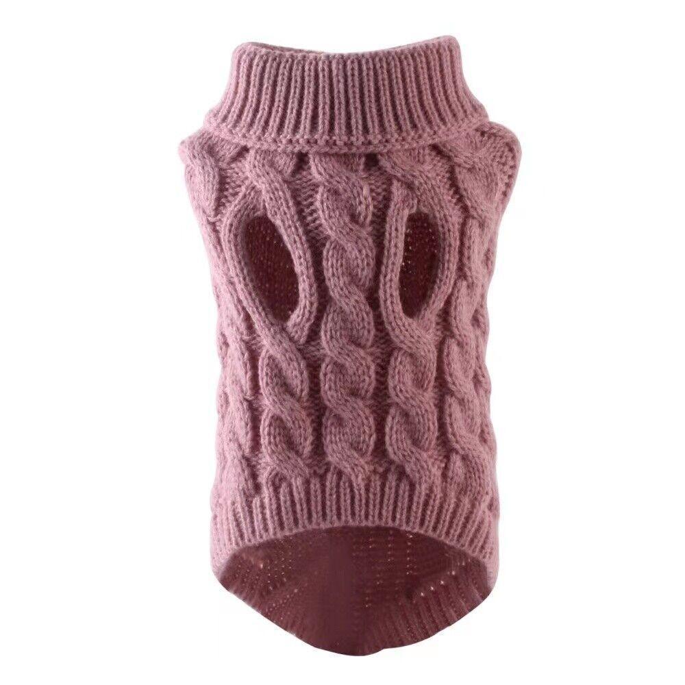 Puppy Dog Jumper Winter Warm Knitted Sweater Pet Clothes Small Dogs Coat Thermal L Size - Pink