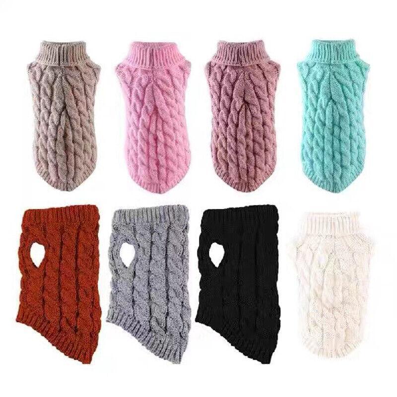 Puppy Dog Jumper Winter Warm Knitted Sweater Pet Clothes Small Dogs Coat Thermal L Size - White