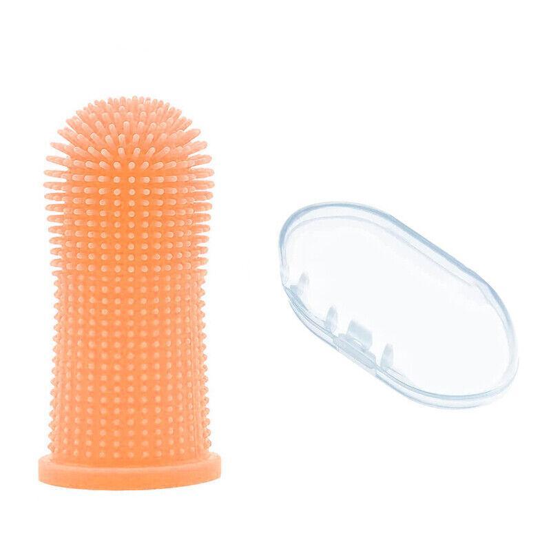 Dog Cat Super Soft Pet Finger Toothbrush Teeth Silicone Brush Care Cleaning - Yellow