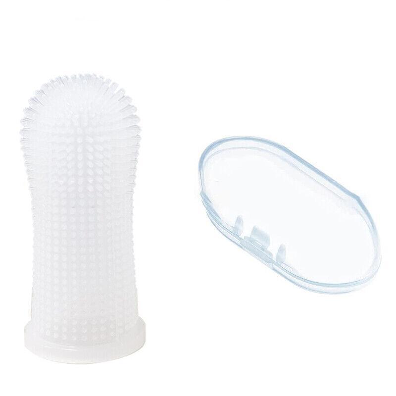 Dog Cat Super Soft Pet Finger Toothbrush Teeth Silicone Brush Care Cleaning - Yellow
