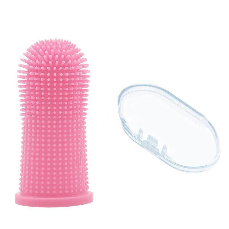 Dog Cat Super Soft Pet Finger Toothbrush Teeth Silicone Brush Care Cleaning - Yellow