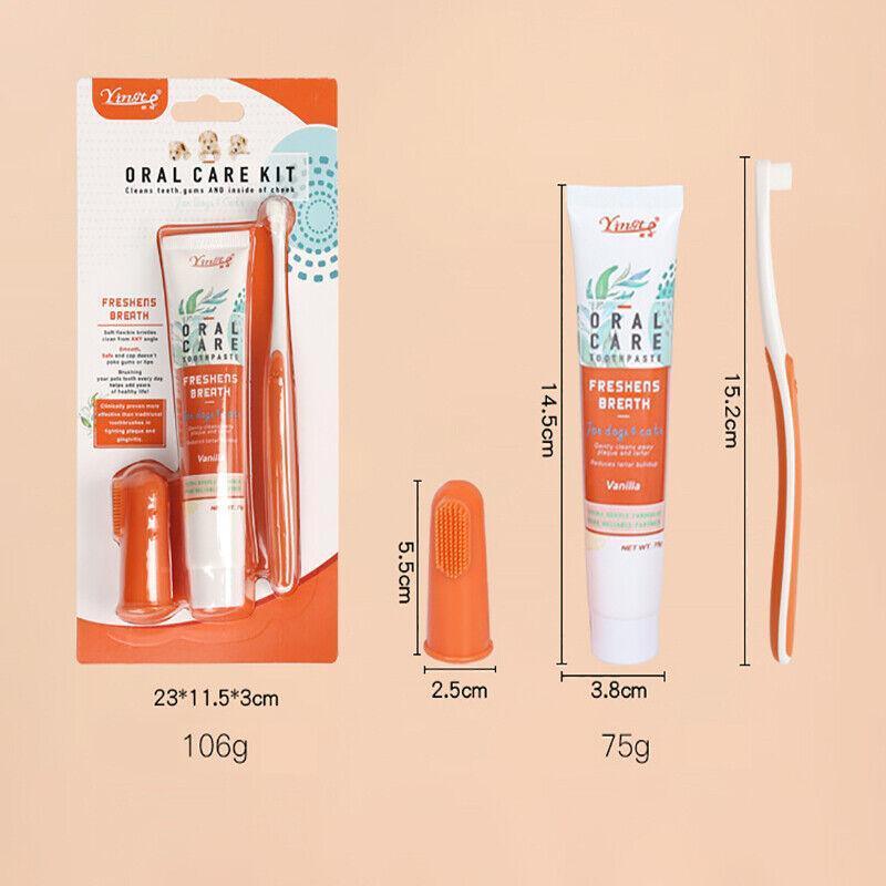 Pet Toothbrush Toothpaste Set for Cats and Dogs Vanilla Flavor Oral Care Kit