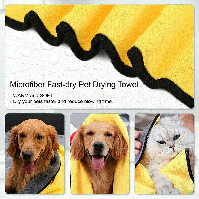 Pet Drying Towel Ultra-Absorbent Water Dog Cat Bath Microfiber Clean Soft Cloth - 70 X 140CM