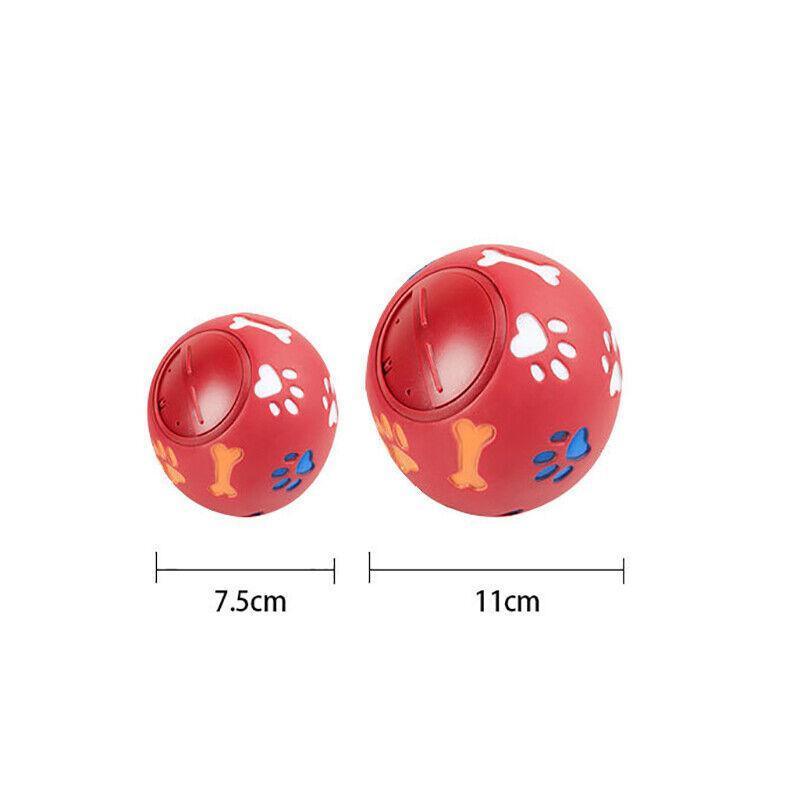 11cm Dog Pet Fun Tough-Treat Ball Tumbler Mental Food Dispenser Feeder Puzzle Toy - Red
