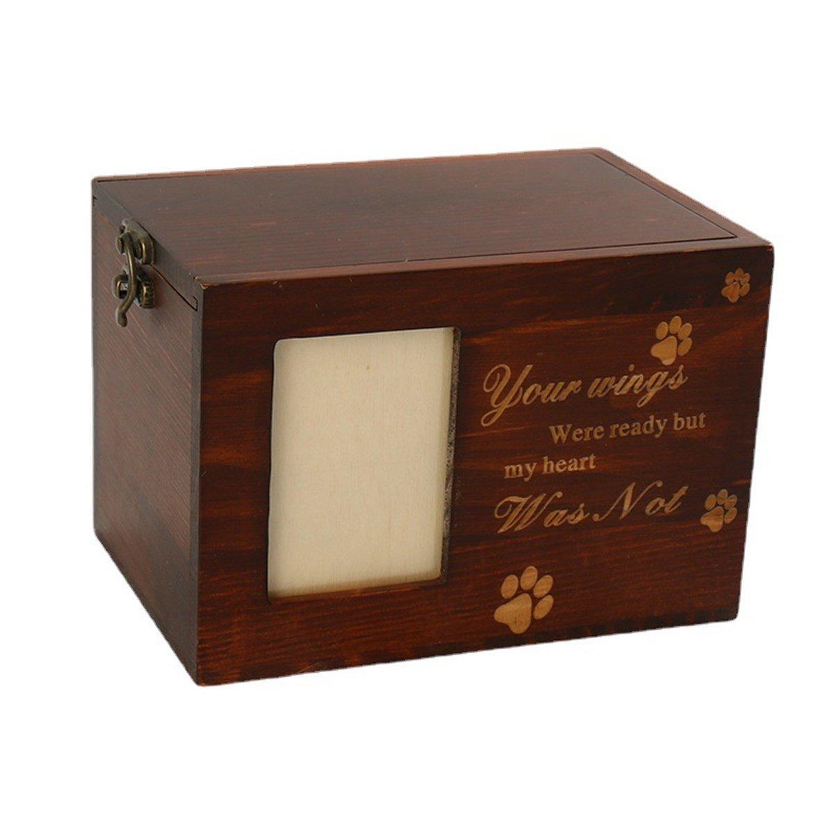 1x Wooden Pet Memorial Urn For Ashes With Photo Frame Cat/Dog Memory Box Keepsak - Black