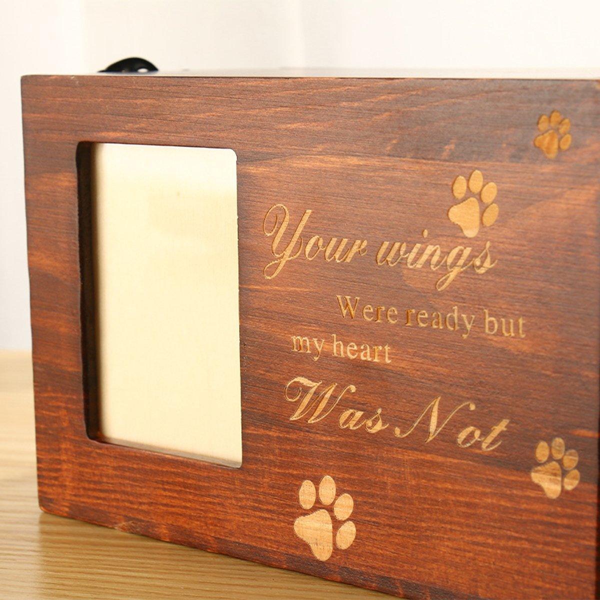 1x Wooden Pet Memorial Urn For Ashes With Photo Frame Cat/Dog Memory Box Keepsak - Black