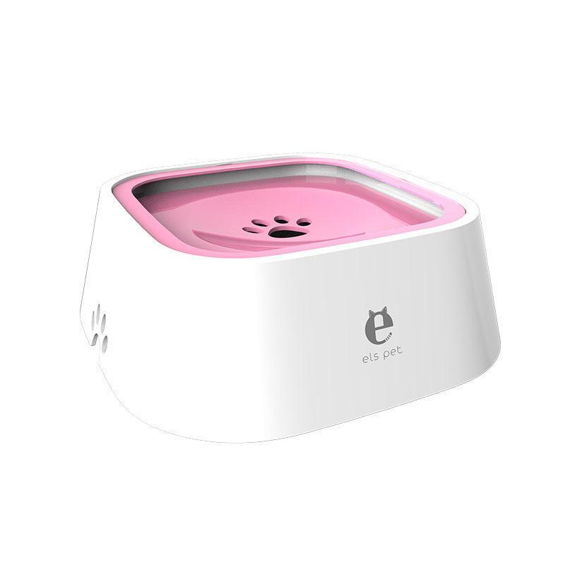 1.5L Pet Water Bowl No-Spill Design Slow Drinking Feeder with Non-Slip Base - Pink