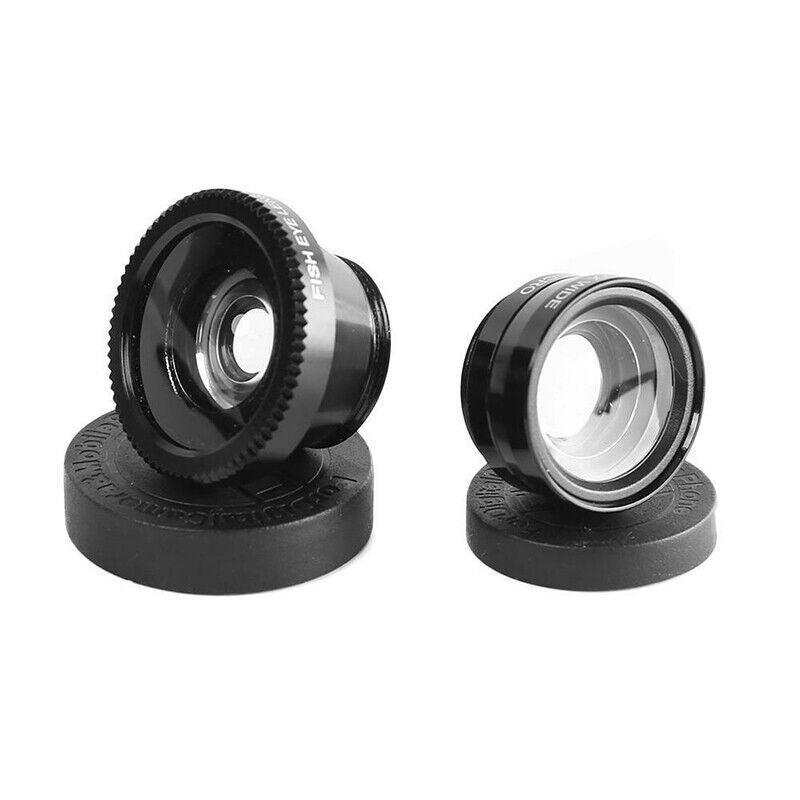 Wide Angle Macro Fisheye Phone Camera Lens Kit For Iphone Samsung Black