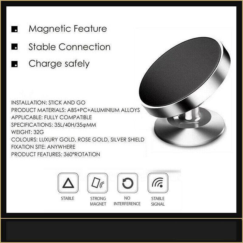 360 Degree Car Phone Holder Dashboard Mount Stand Cradle for Flat Surface - Black