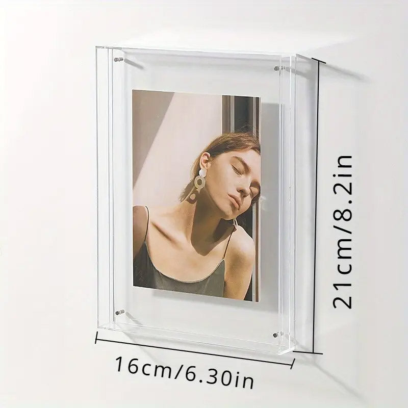 Acrylic Photo Frame Double-Sided Clear Display with Screw Mount – 16x21cm - Grey