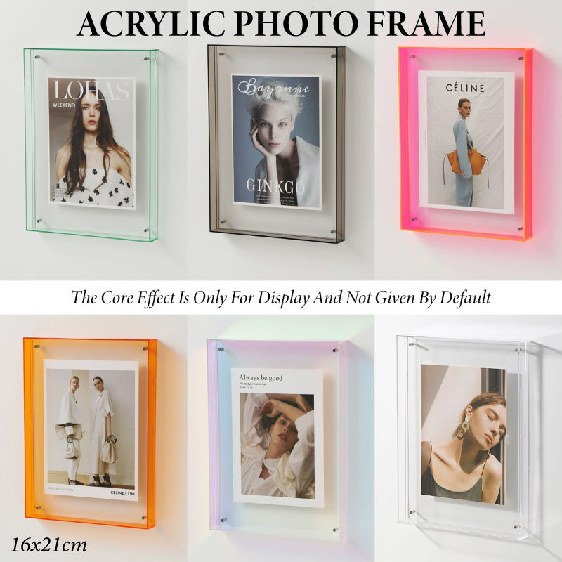Acrylic Photo Frame Double-Sided Clear Display with Screw Mount – 16x21cm - Orange