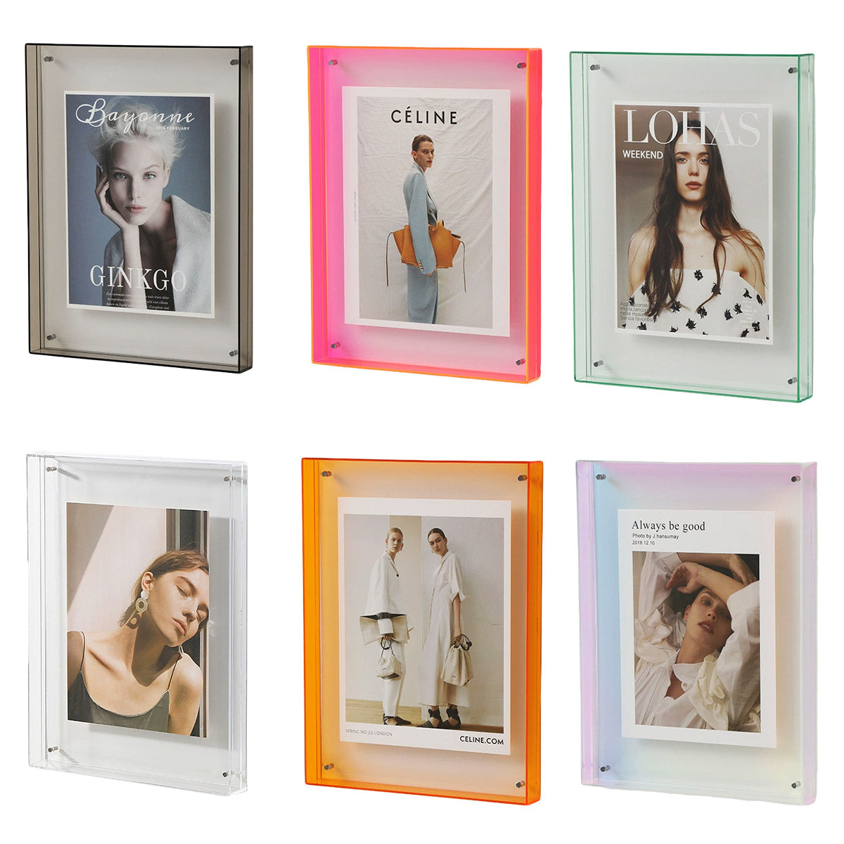 Acrylic Photo Frame Double-Sided Clear Display with Screw Mount – 16x21cm - Orange