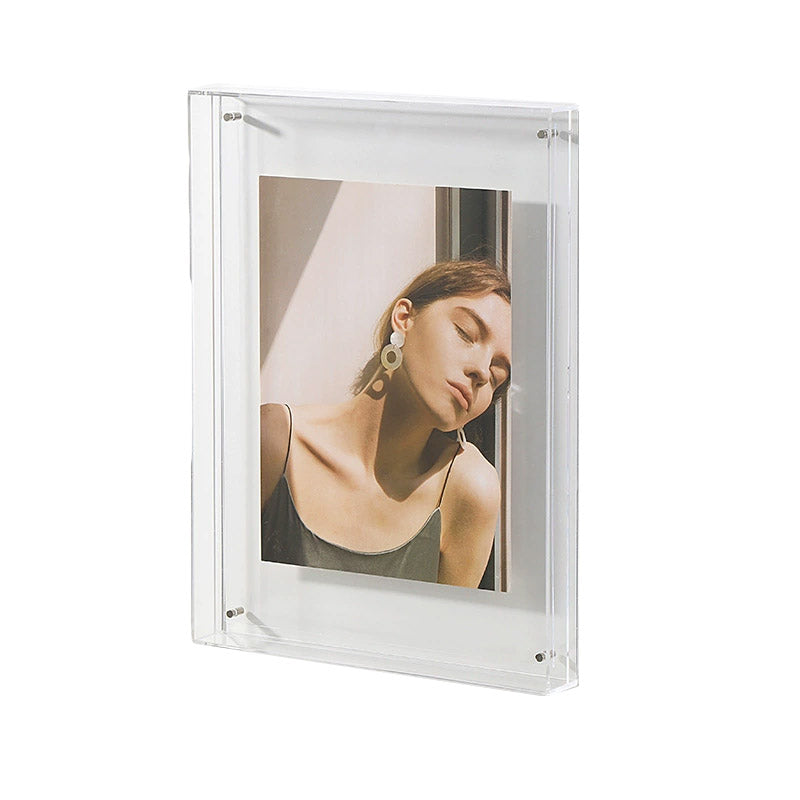 Acrylic Photo Frame Double-Sided Clear Display with Screw Mount – 16x21cm - Orange