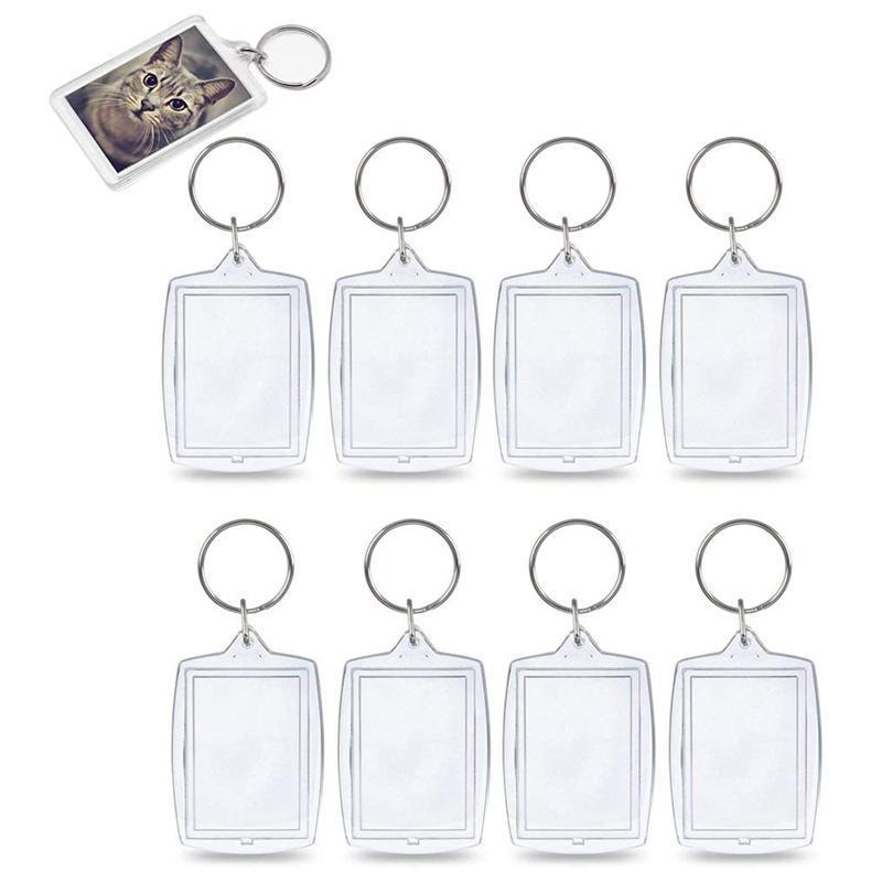 10PCS Clear Acrylic Photo Keyring - DIY Picture Frame Keychain Gifts