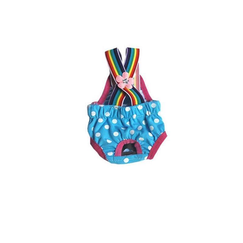 Female Pet Dog Cat Puppy Pant Menstrual Sanitary Nappy Diaper Wrap Underwear Blue - XS