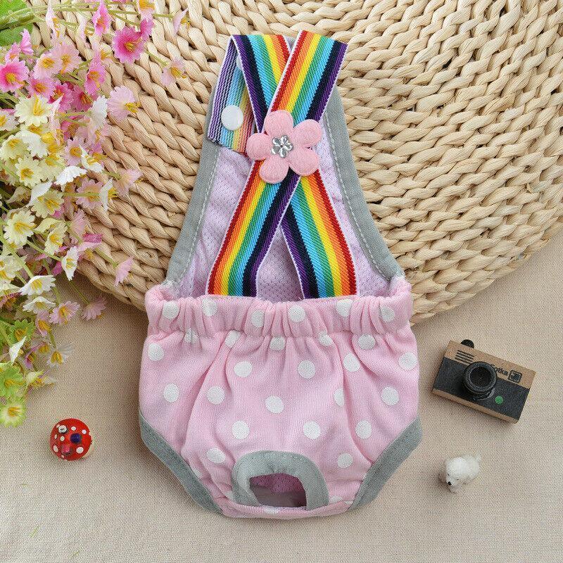 Female Pet Dog Cat Puppy Pant Menstrual Sanitary Nappy Diaper Wrap Underwear Pink - XL