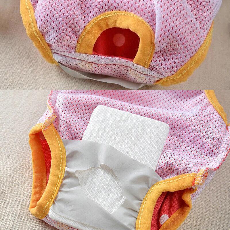Female Pet Dog Cat Puppy Pant Menstrual Sanitary Nappy Diaper Wrap Underwear Pink - S