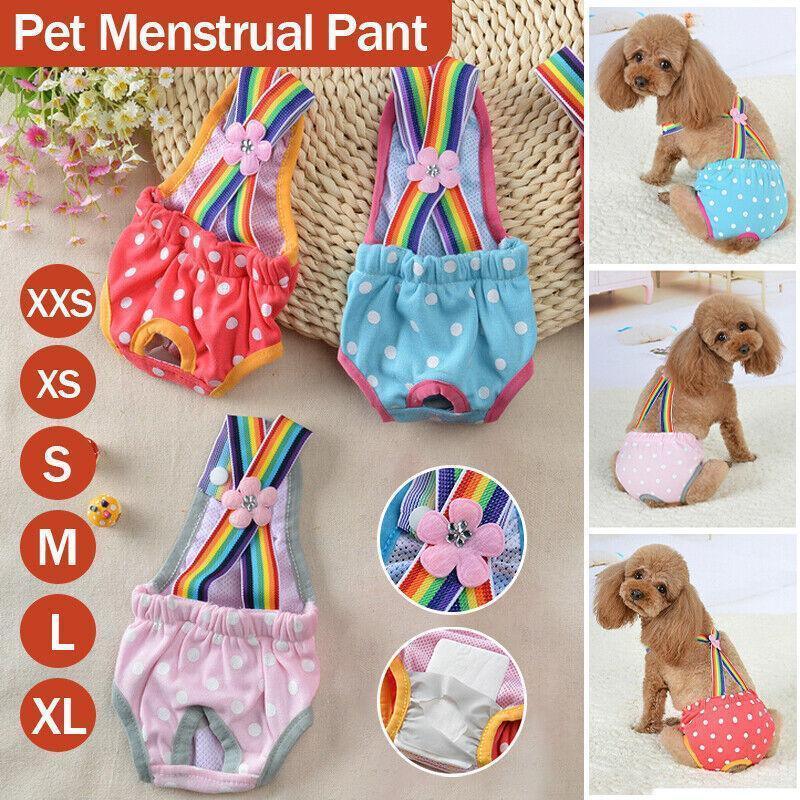 Female Pet Dog Cat Puppy Pant Menstrual Sanitary Nappy Diaper Wrap Underwear Pink - XXS