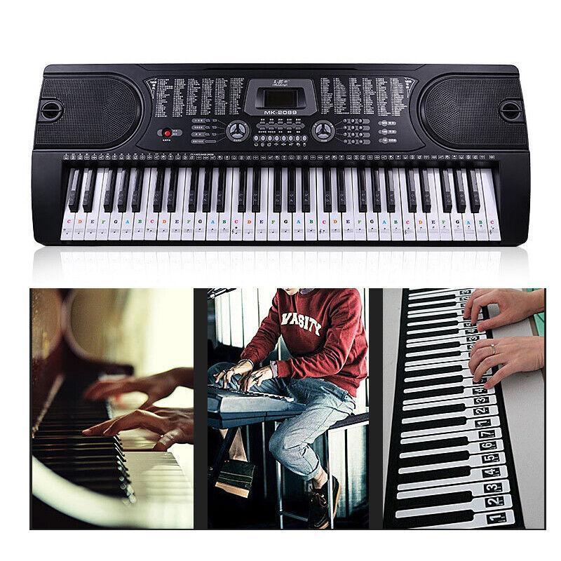Transparent Keyboard Piano Stickers 88/61/54/49/37 Keys Sticker Note For Learner - Colourful
