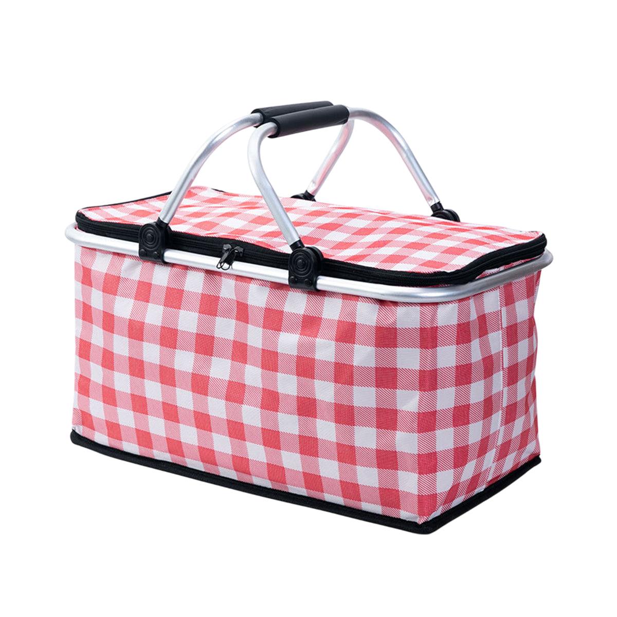 Foldable Picnic Basket Outdoor Camping Carrying Basket Portable Food Storage - Green