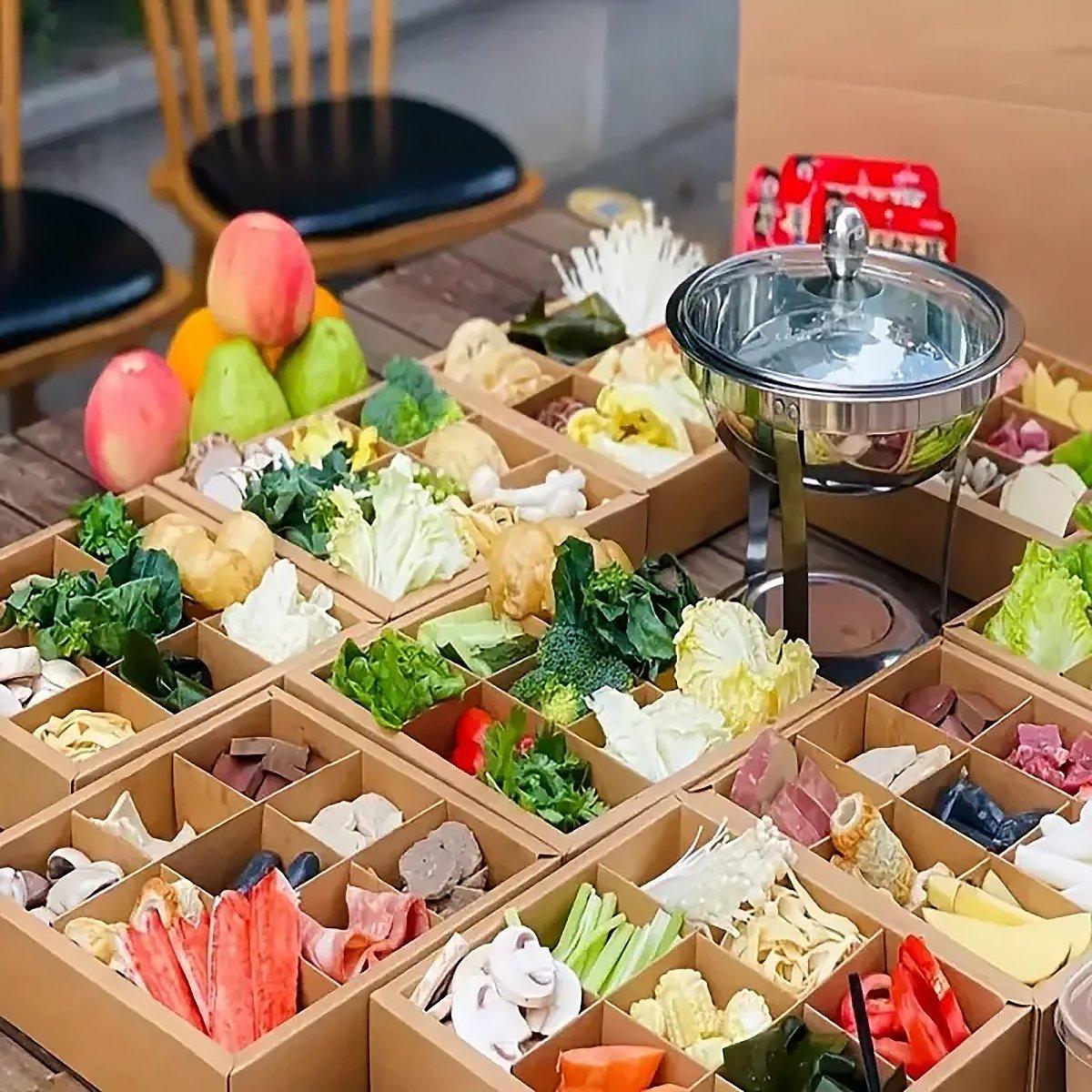 5PCS Kraft Paper Lunch Boxes Picnic Camping Food Containers Bento Sushi Packing - S-5Pcs