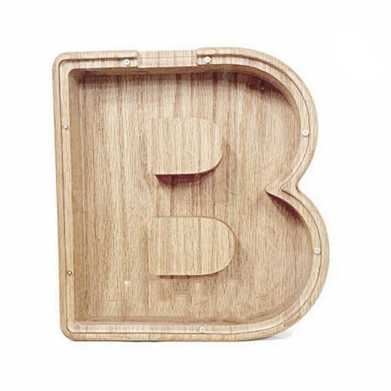 Wooden Piggy Bank Funny Letter or Guitar Coin Saving Money Box A–Z Gift Idea - C