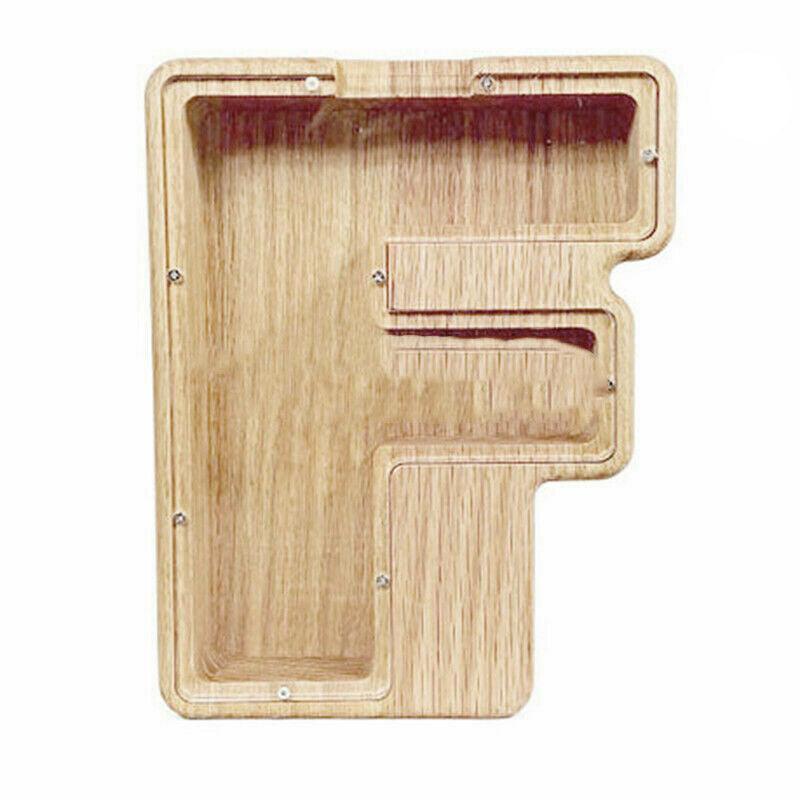 Wooden Piggy Bank Funny Letter or Guitar Coin Saving Money Box A–Z Gift Idea - C