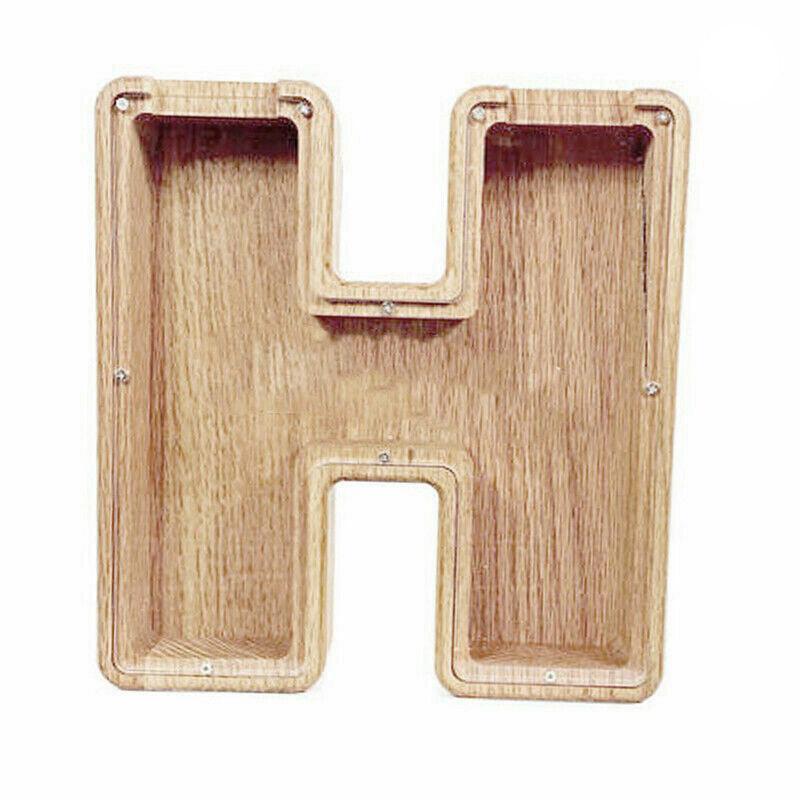 Wooden Piggy Bank Funny Letter or Guitar Coin Saving Money Box A–Z Gift Idea - C
