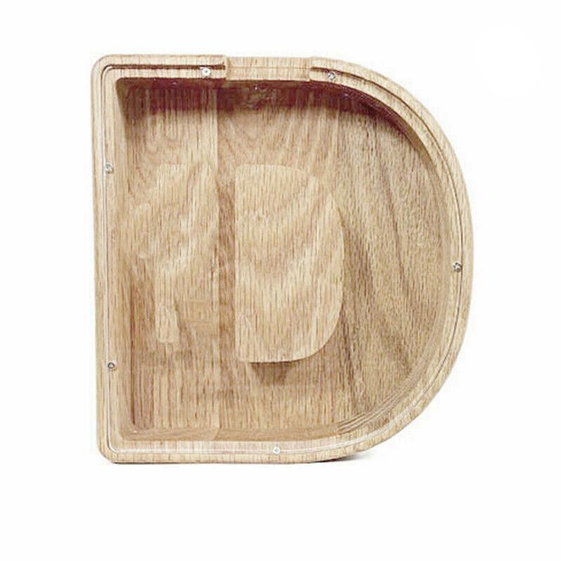 Wooden Piggy Bank Funny Letter or Guitar Coin Saving Money Box A–Z Gift Idea - I