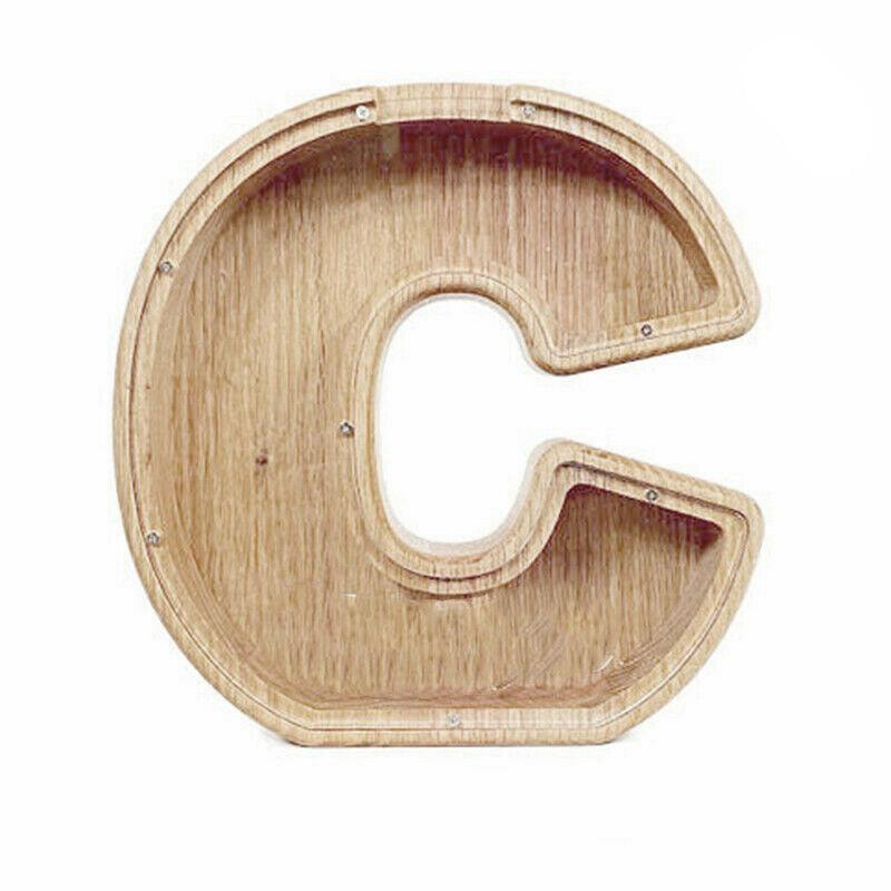 Wooden Piggy Bank Funny Letter or Guitar Coin Saving Money Box A–Z Gift Idea - J