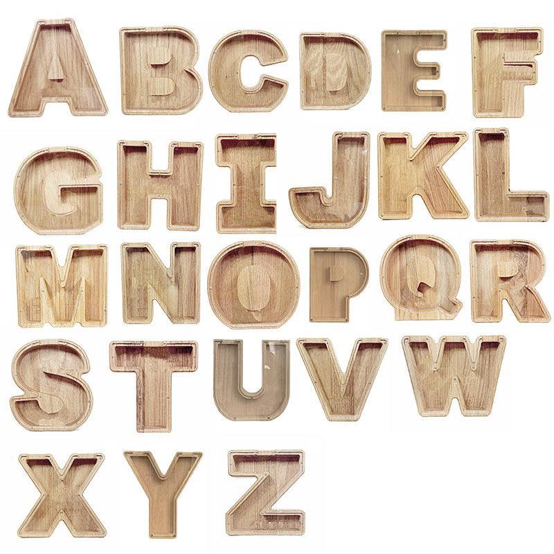 Wooden Piggy Bank Funny Letter or Guitar Coin Saving Money Box A–Z Gift Idea - Y
