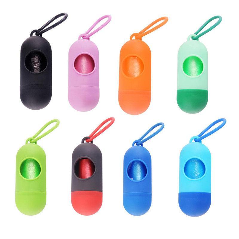 Portable Dog Waste Bag Dispenser with Refill Rolls for Pet Walking Cleanup - Green