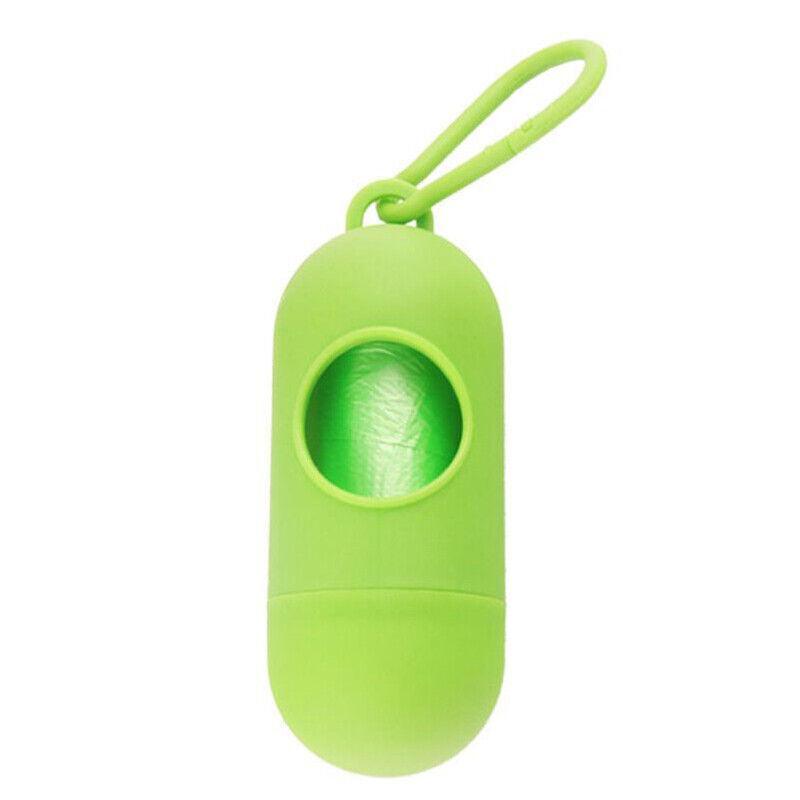 Portable Dog Waste Bag Dispenser with Refill Rolls for Pet Walking Cleanup - Green