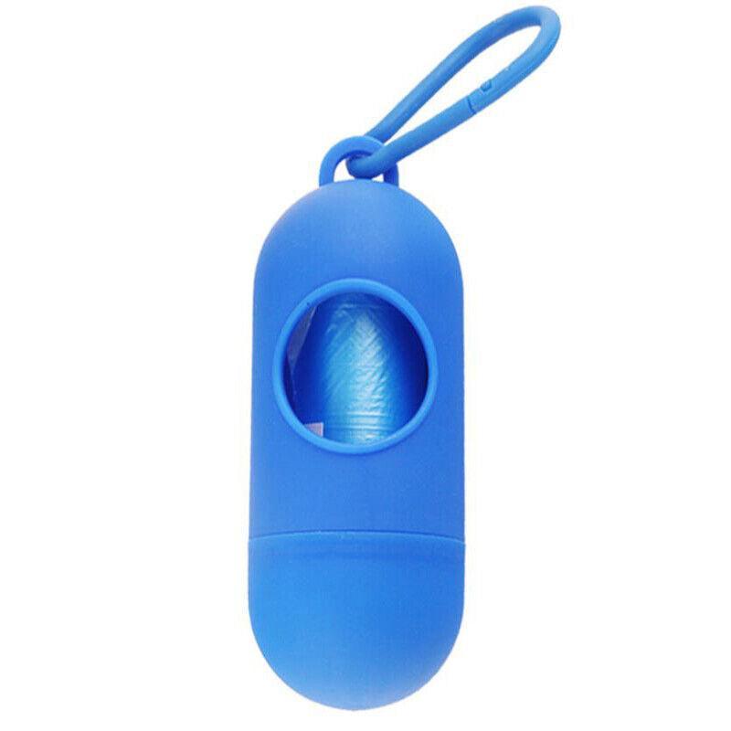 Portable Dog Waste Bag Dispenser with Refill Rolls for Pet Walking Cleanup - Light Blue + Dark Blue