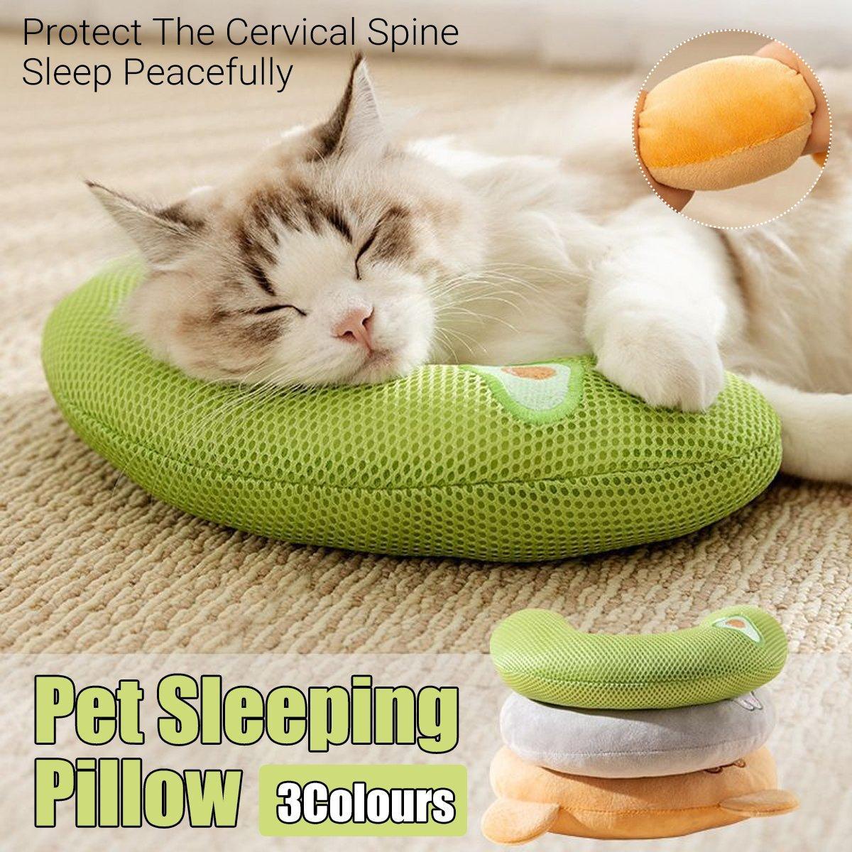 Dog Pet U Shaped Pillow Cartoon Breathable Cat Sleeping Cushion for All Seasons - Brown
