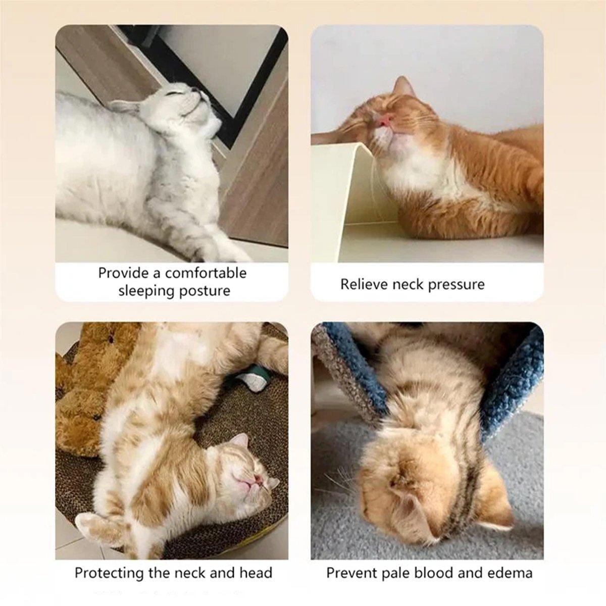 Dog Pet U Shaped Pillow Cartoon Breathable Cat Sleeping Cushion for All Seasons - Brown