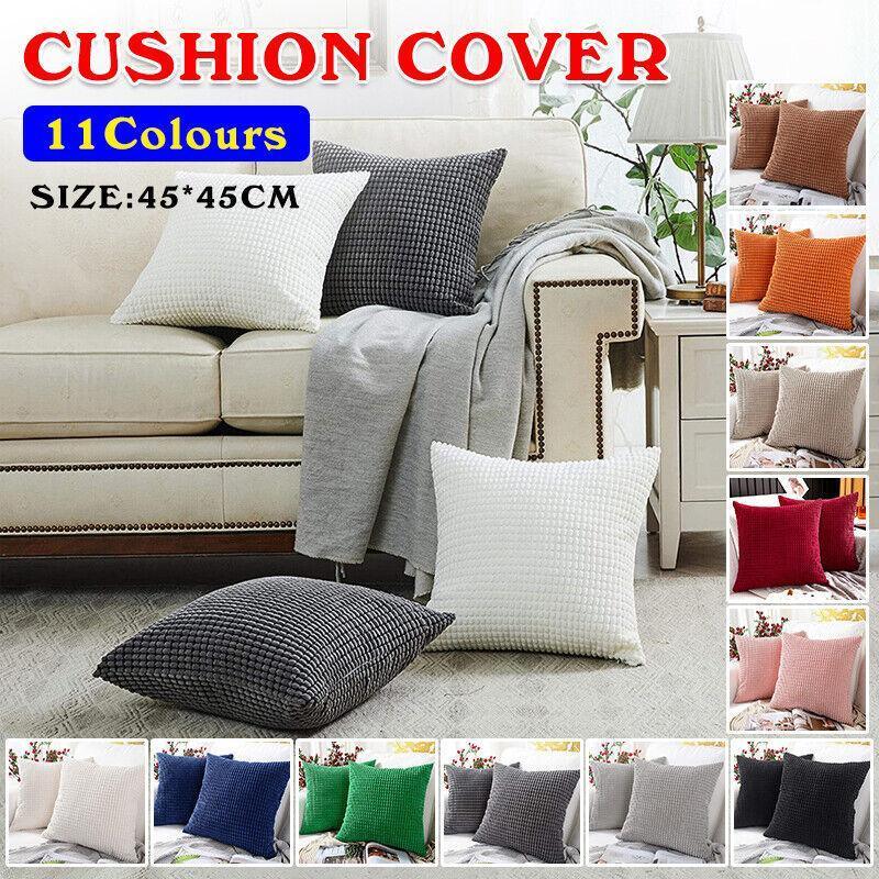 45X45 Plain Solid Colour Cushion Cover Decorative Pillow Case Home Multicoloured - Black