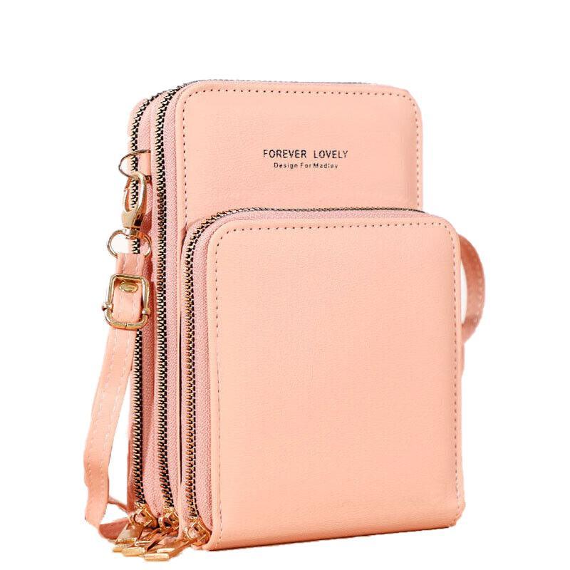 Women Crossbody Phone Purse Touch Screen Bag Rfid Blocking Wallet Shoulder Strap - Pink Purple