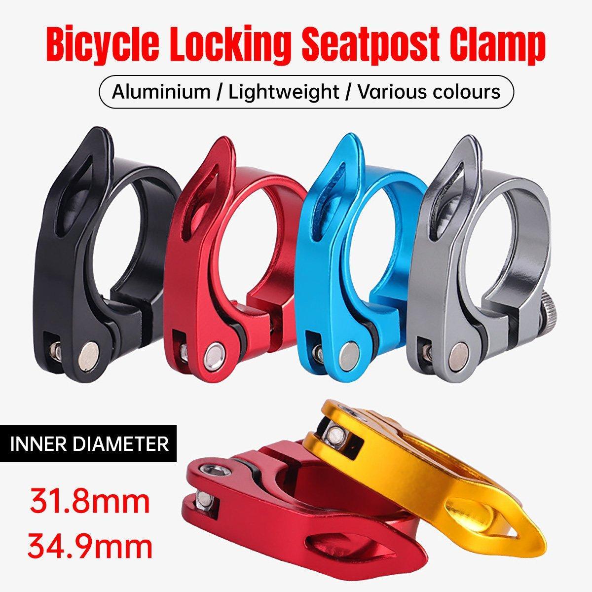 Quick Release Bicycle Seat Tube Clamp Multi Color Lever Lock Cycling Accessories - Black-3-4
