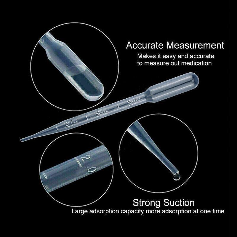 100X 3ml Disposable Graduated Plastic Pipettes for Liquid Transfer - 100PCS